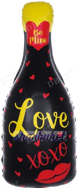 Шар Фигура, Бутылка Шампанского "Love' черный 33/84см